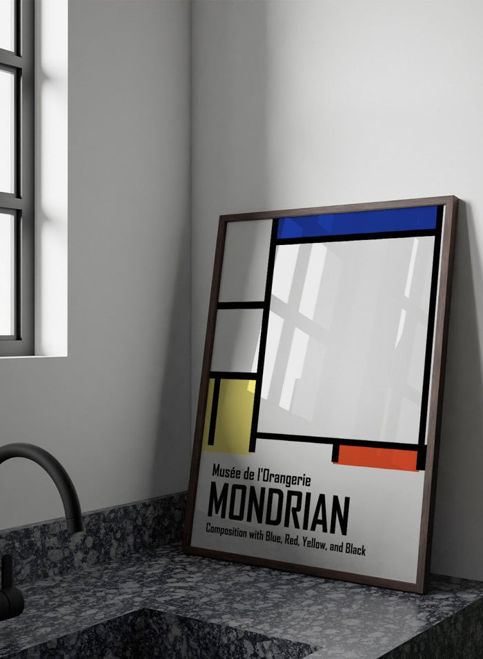 Piet Mondrian Composition with Blue, Red, Yellow, and Black Remastered Art Print_Sugar & Canvas_Piet Mondrian