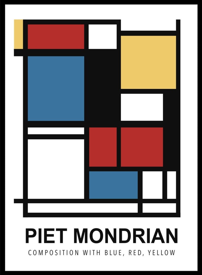 Piet Mondrian Composition with Blue, Red, Yellow Remastered Art Print_Sugar & Canvas_Piet Mondrian