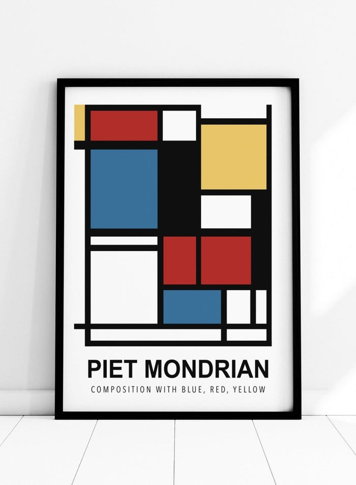 Piet Mondrian Composition with Blue, Red, Yellow Remastered Art Print_Sugar & Canvas_Piet Mondrian