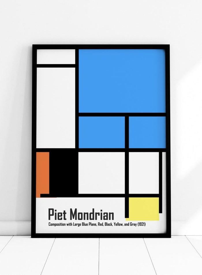 Piet Mondrian Composition with Large Blue Plane, Red, Black, Yellow, and Gray Remastered Art Print_Sugar & Canvas_Piet Mondrian