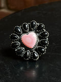 Pink Conch Black Onyx Cluster Ring Size 7 | Sterling Silver E765