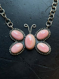 Pink Conch Butterfly Necklace | Cluster Pendant | 925 Silver E579