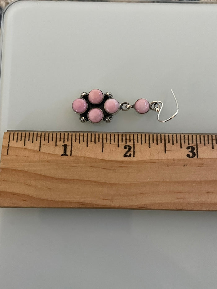 Pink Conch Cluster Dangle Earrings | 925 Sterling Silver C972
