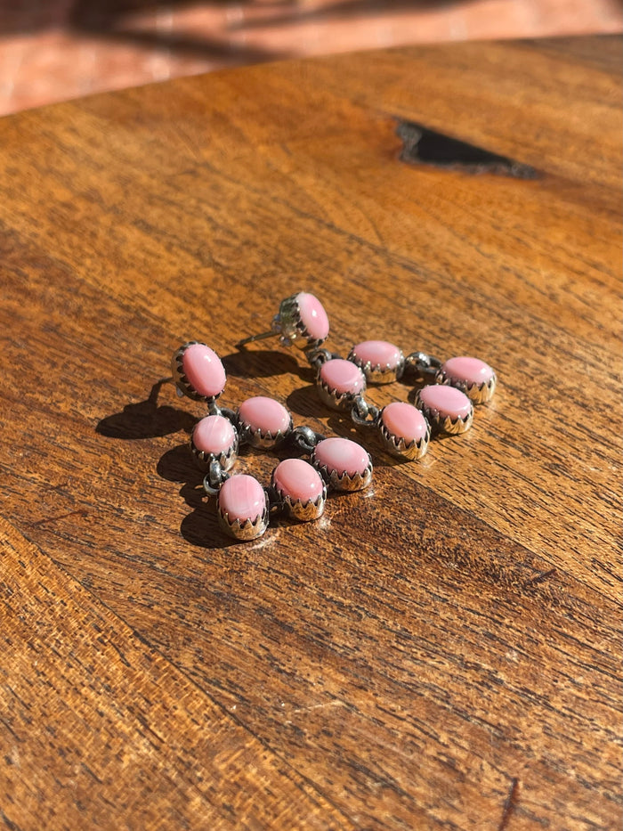 Pink Conch Cluster Stud Earrings | 925 Sterling Silver C838