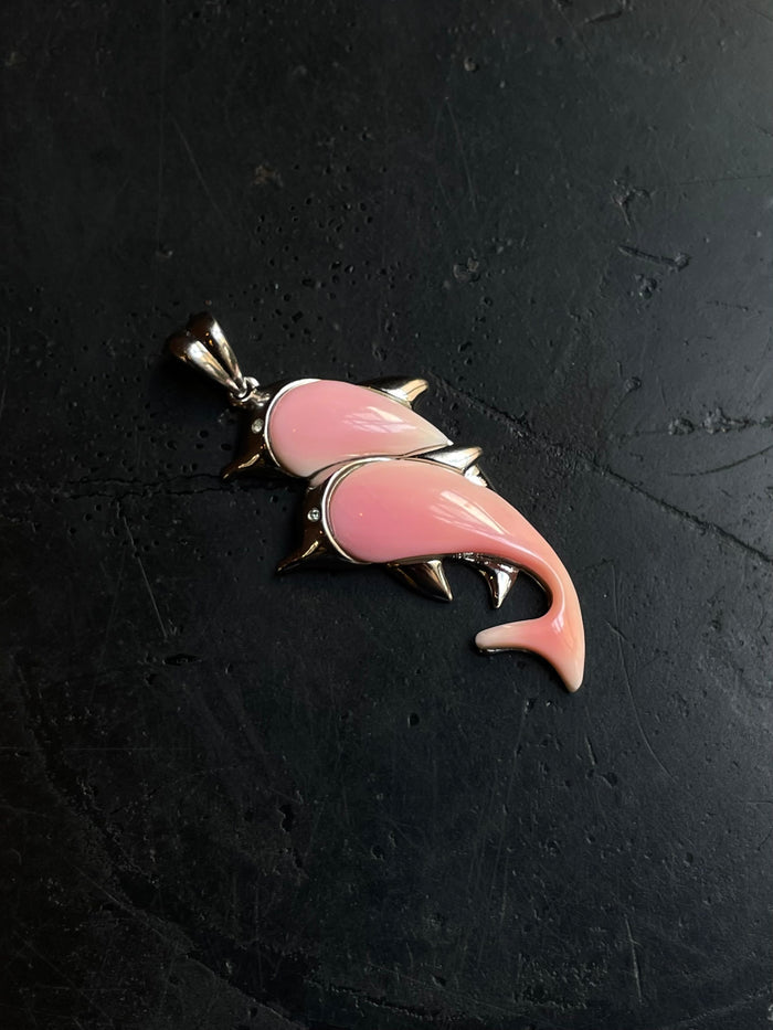 Pink Conch Dolphin Pendant | 925 Sterling Silver E283