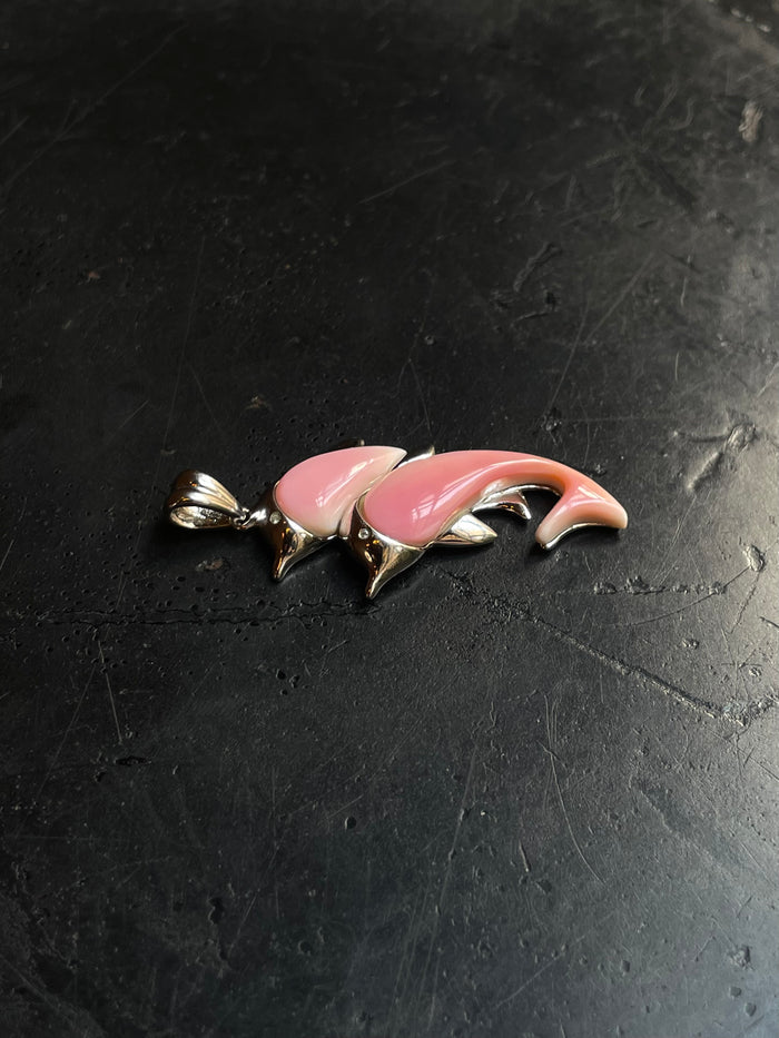 Pink Conch Dolphin Pendant | 925 Sterling Silver E283