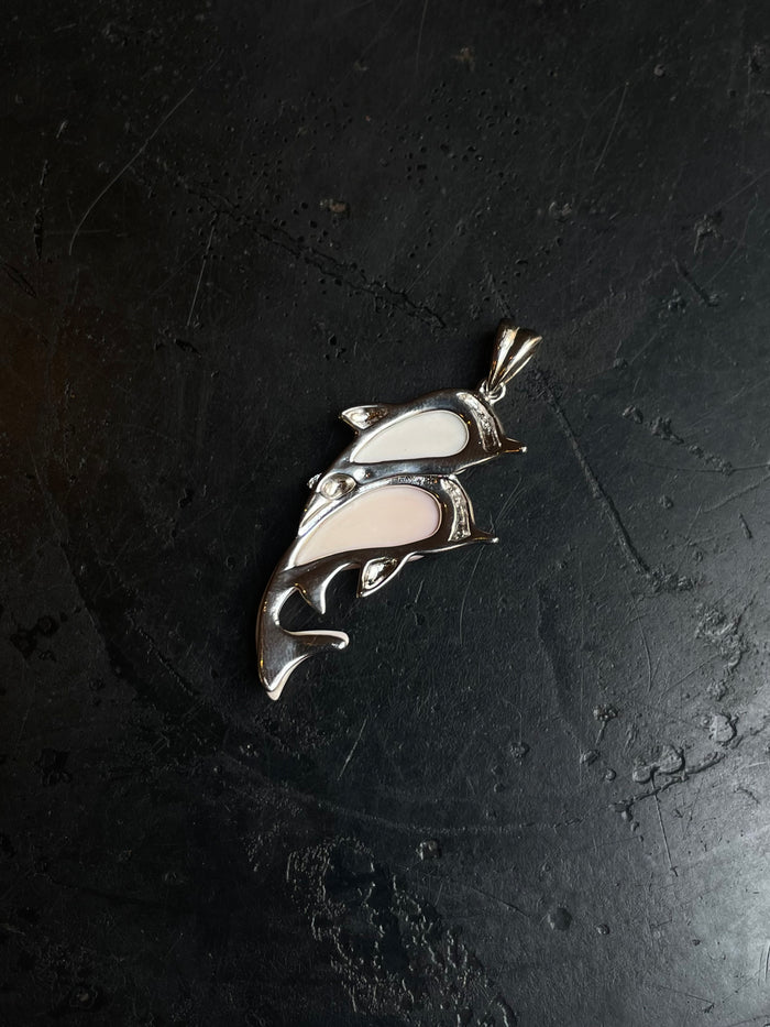 Pink Conch Dolphin Pendant | 925 Sterling Silver E283
