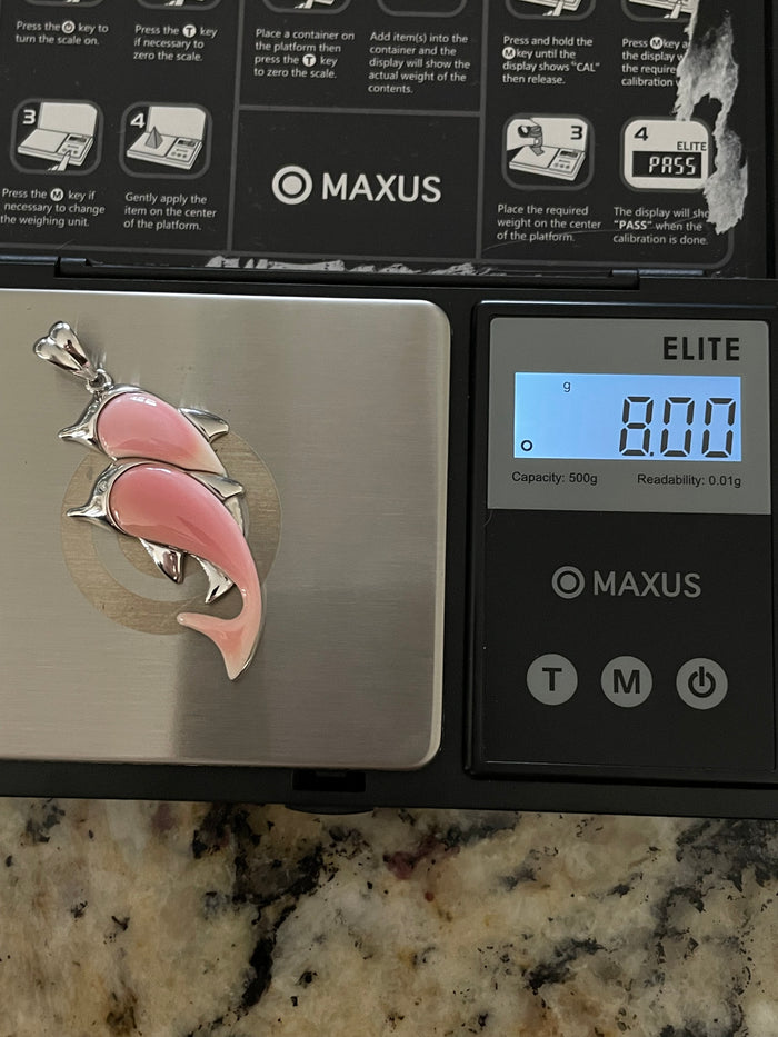 Pink Conch Dolphin Pendant | 925 Sterling Silver E283
