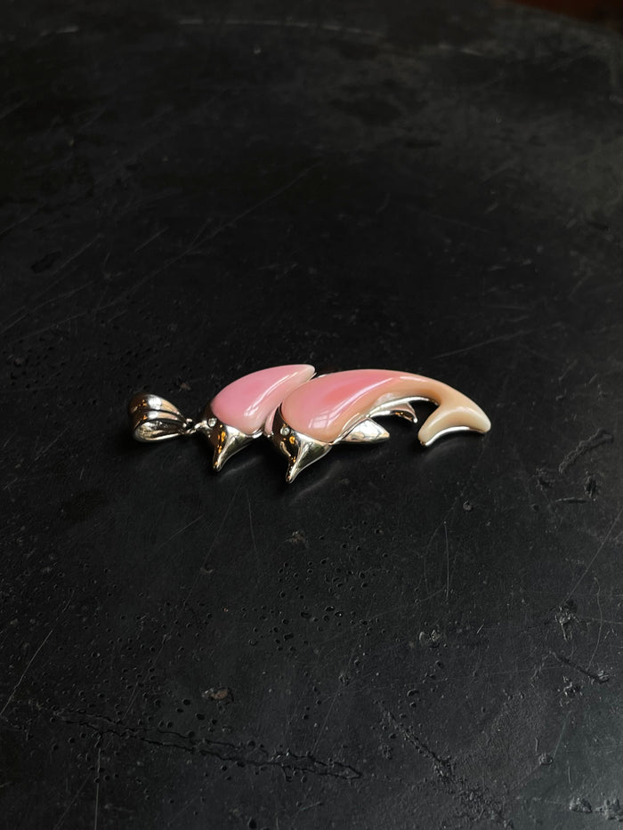 Pink Conch Dolphin Pendant | 925 Sterling Silver E284