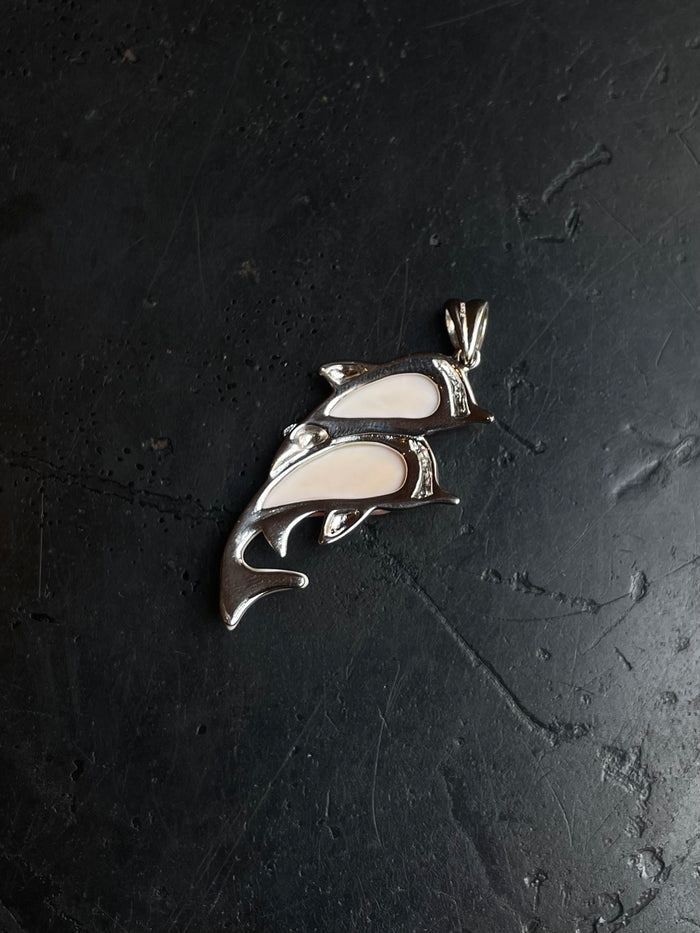 Pink Conch Dolphin Pendant | 925 Sterling Silver E284