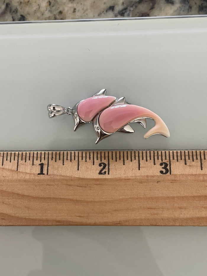 Pink Conch Dolphin Pendant | 925 Sterling Silver E284