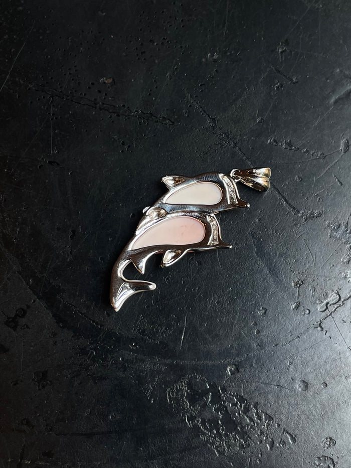 Pink Conch Dolphin Pendant | 925 Sterling Silver E285