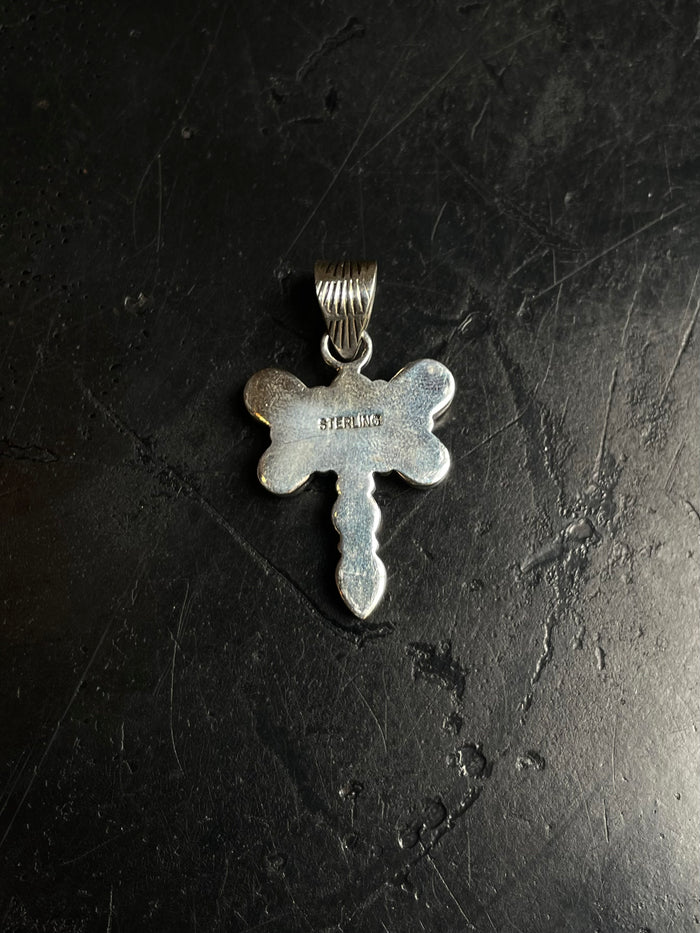 Pink Conch Dragonfly Pendant | 925 Sterling Silver C967