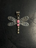 Pink Conch Dragonfly Pendant | 925 Sterling Silver E279