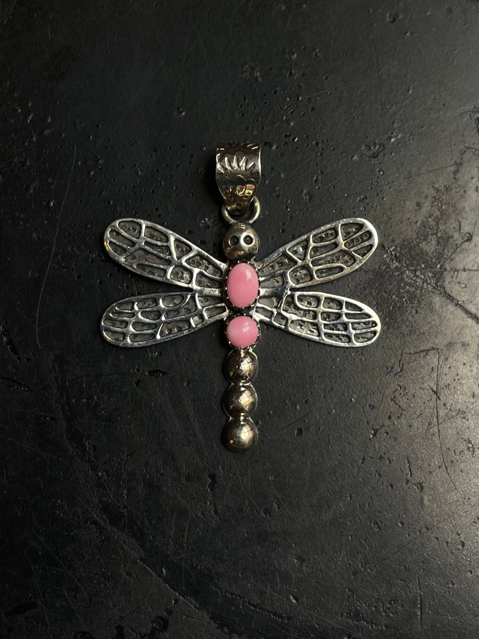 Pink Conch Dragonfly Pendant | 925 Sterling Silver E279