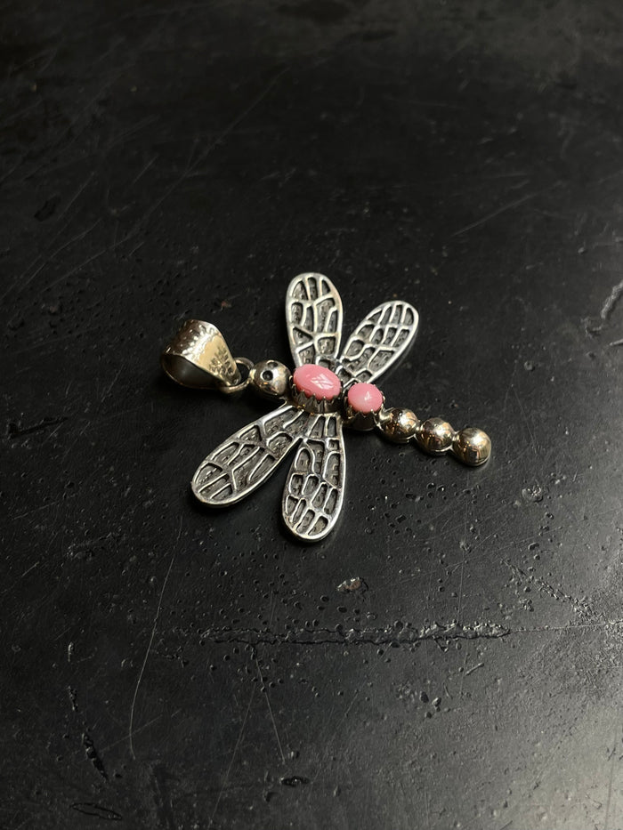 Pink Conch Dragonfly Pendant | 925 Sterling Silver E279