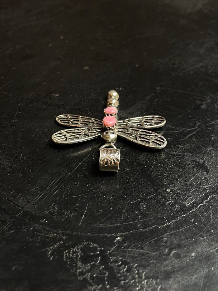 Pink Conch Dragonfly Pendant | 925 Sterling Silver E279