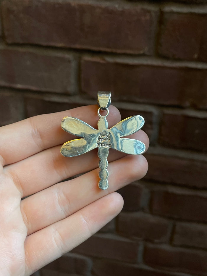 Pink Conch Dragonfly Pendant | 925 Sterling Silver E279