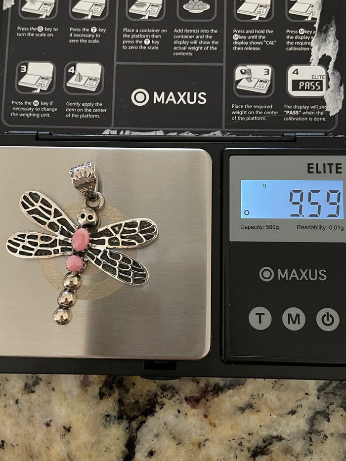 Pink Conch Dragonfly Pendant | 925 Sterling Silver E279