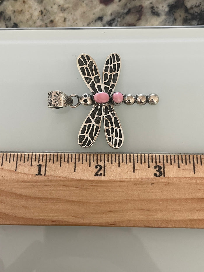 Pink Conch Dragonfly Pendant | 925 Sterling Silver E279
