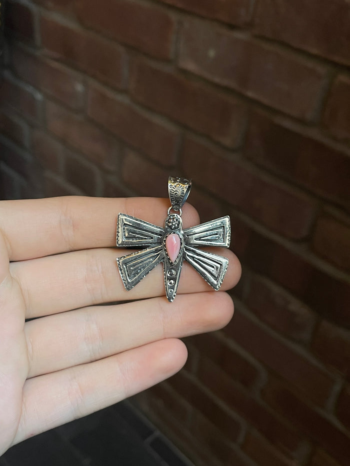 Pink Conch Dragonfly Pendant | Sterling Silver 925 C634