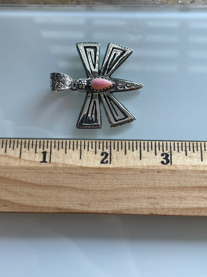 Pink Conch Dragonfly Pendant | Sterling Silver 925 C634