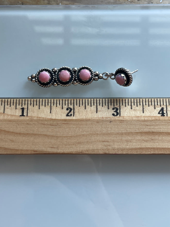 Pink Conch Drop Stud Earrings | Sterling Silver 925 C640