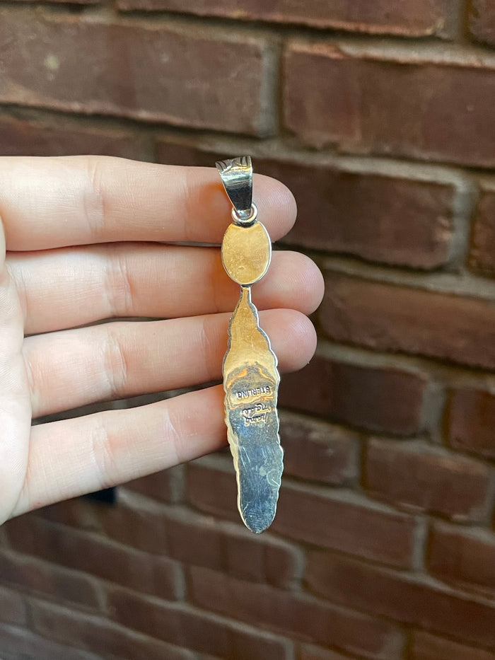 Pink Conch Feather Pendant | Sterling Silver 925 C767