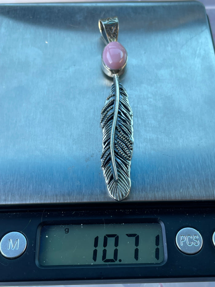 Pink Conch Feather Pendant | Sterling Silver 925 C767