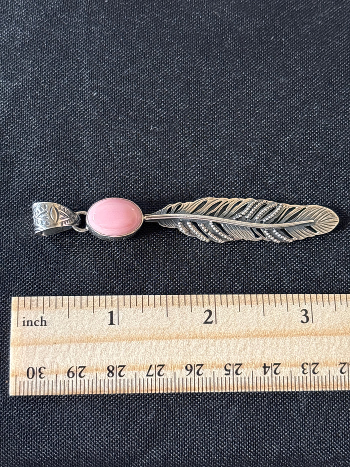 Pink Conch Feather Pendant | Sterling Silver 925 C767