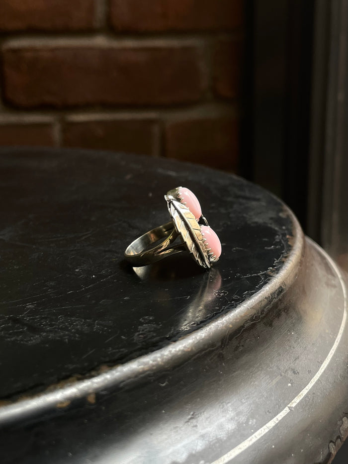 Pink Conch Feather Ring | 925 Sterling Silver | Size 7 E291