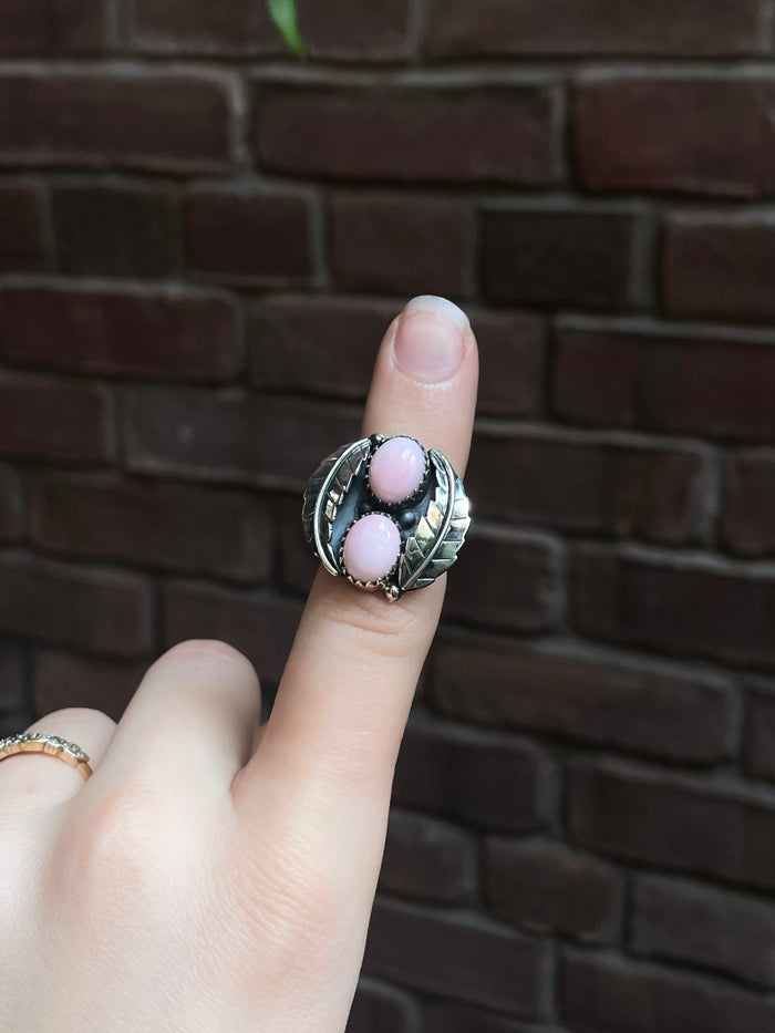 Pink Conch Feather Ring | 925 Sterling Silver | Size 7 E291