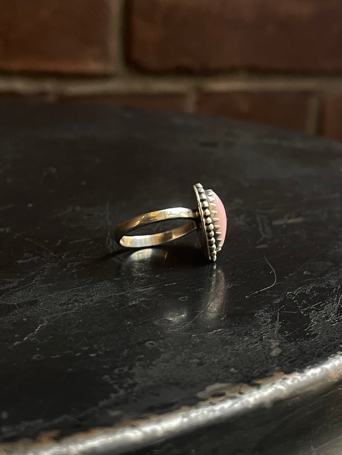 Pink Conch Heart Ring Size 6 | 925 Sterling Silver E746