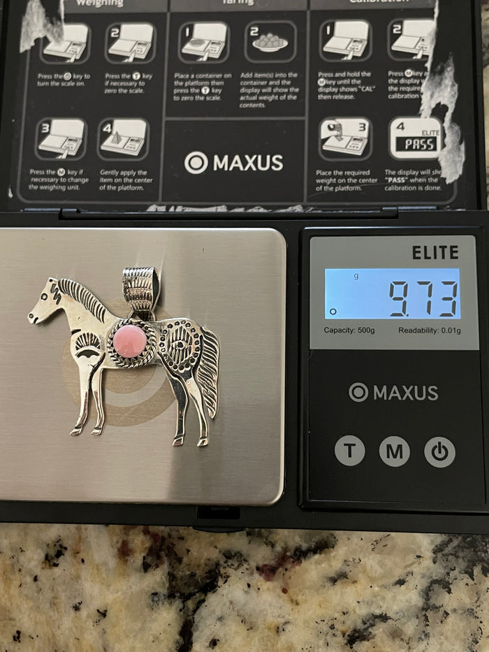 Pink Conch Horse Pendant | 925 Sterling Silver E266
