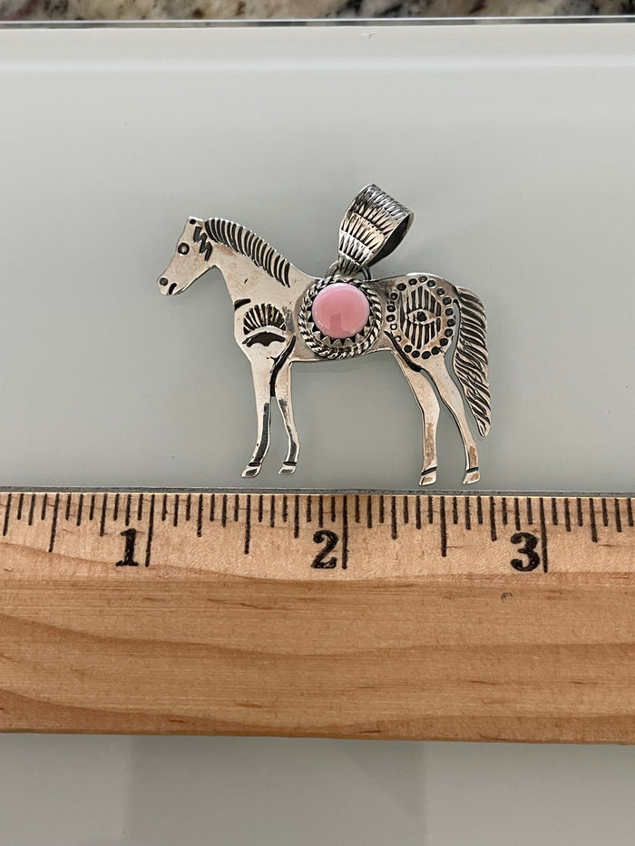 Pink Conch Horse Pendant | 925 Sterling Silver E266