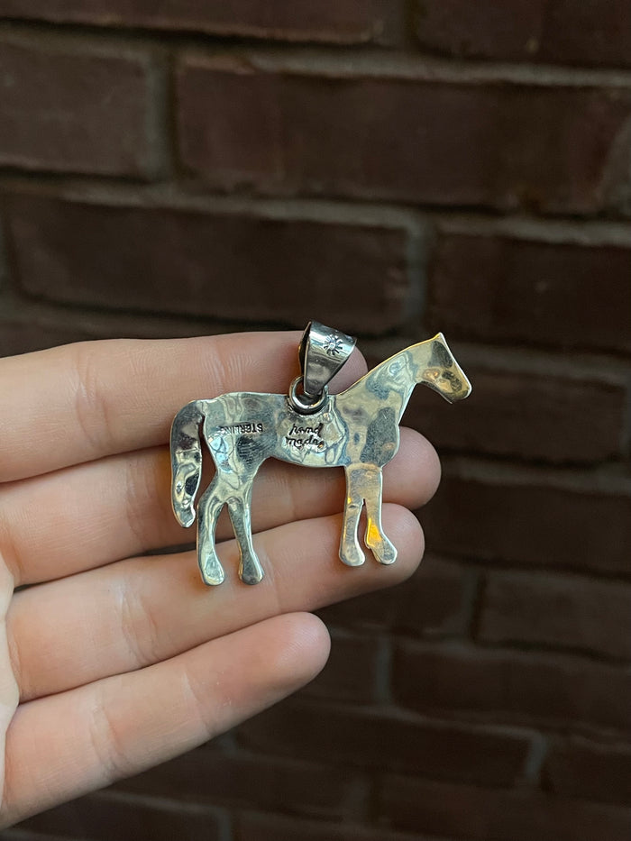 Pink Conch Horse Pendant | Sterling Silver 925 C774