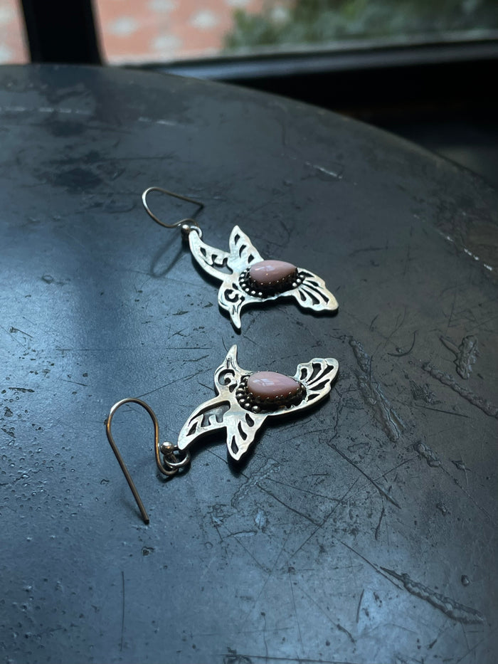 Pink Conch Hummingbird Earrings | Hook Sterling Silver E675