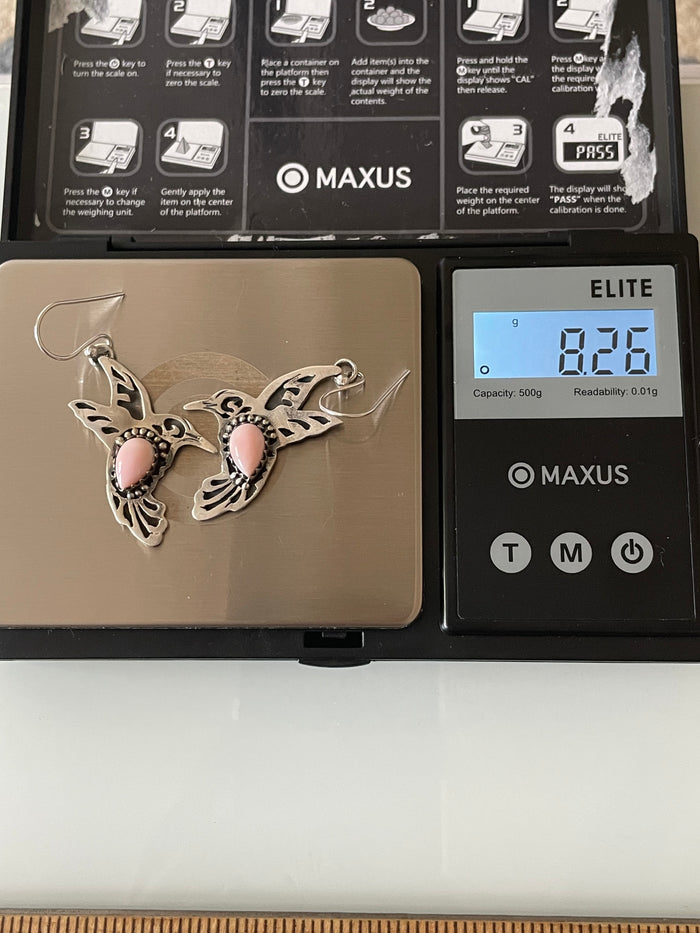 Pink Conch Hummingbird Earrings | Hook Sterling Silver E675