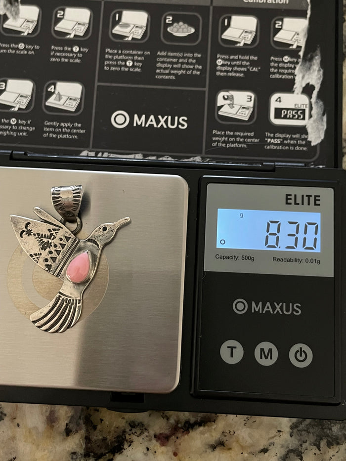Pink Conch Hummingbird Pendant | 925 Sterling Silver E272