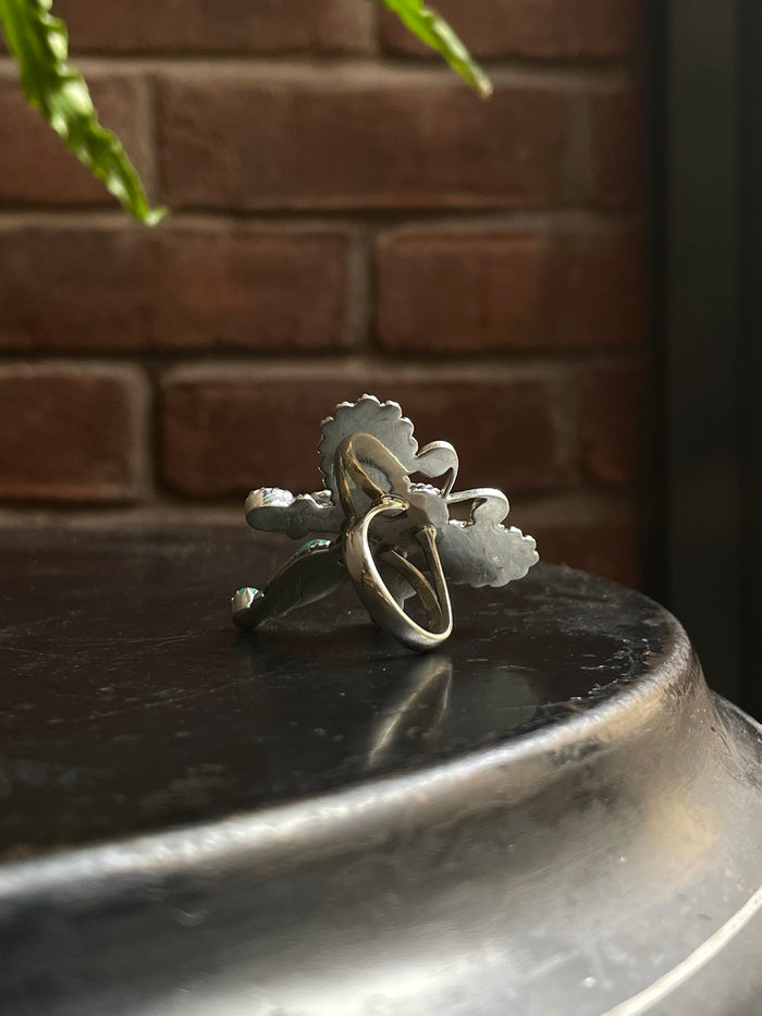 Pink Conch Kingman Turquoise Dragonfly Ring | 925 Sterling Silver | Size 7 E293