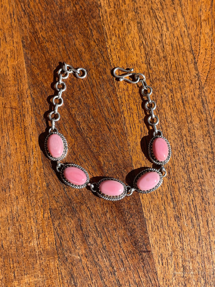 Pink Conch Link Bracelet | 925 Sterling Silver C844