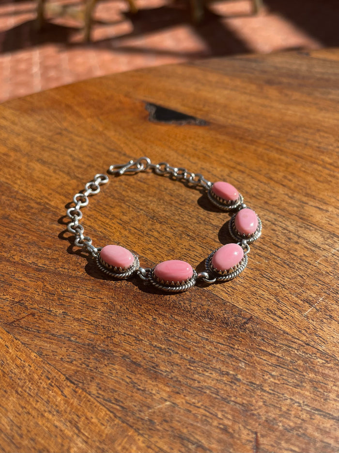 Pink Conch Link Bracelet | 925 Sterling Silver C844