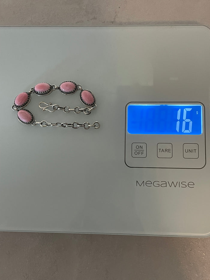 Pink Conch Link Bracelet | 925 Sterling Silver C844