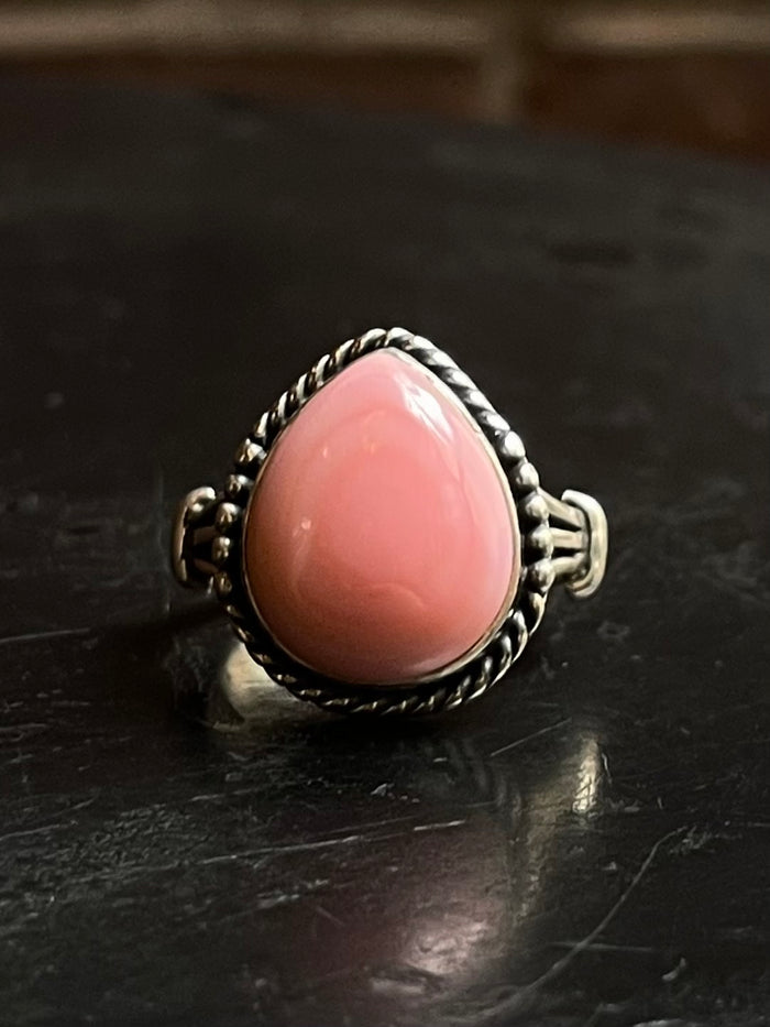 Pink Conch Ring Size 8 | 925 Sterling Silver E747