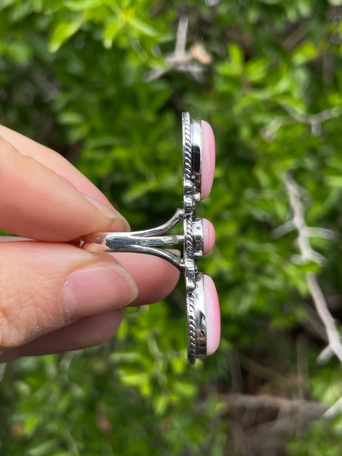 Pink Conch Row Ring Size 8 | 925 Sterling Silver B644