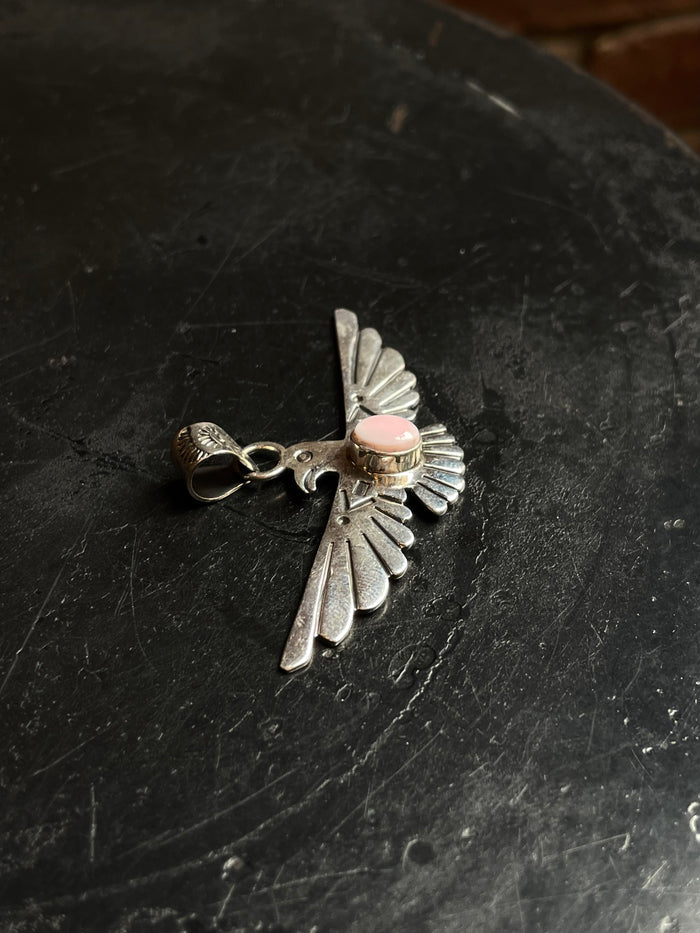 Pink Conch Thunderbird Pendant | 925 Sterling Silver C959