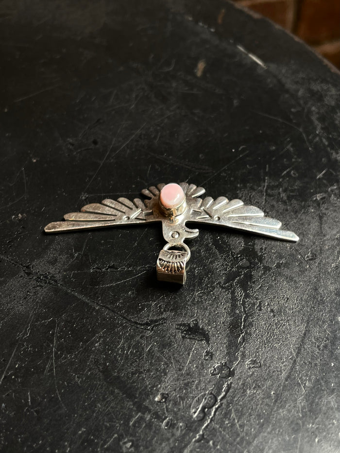 Pink Conch Thunderbird Pendant | 925 Sterling Silver C959