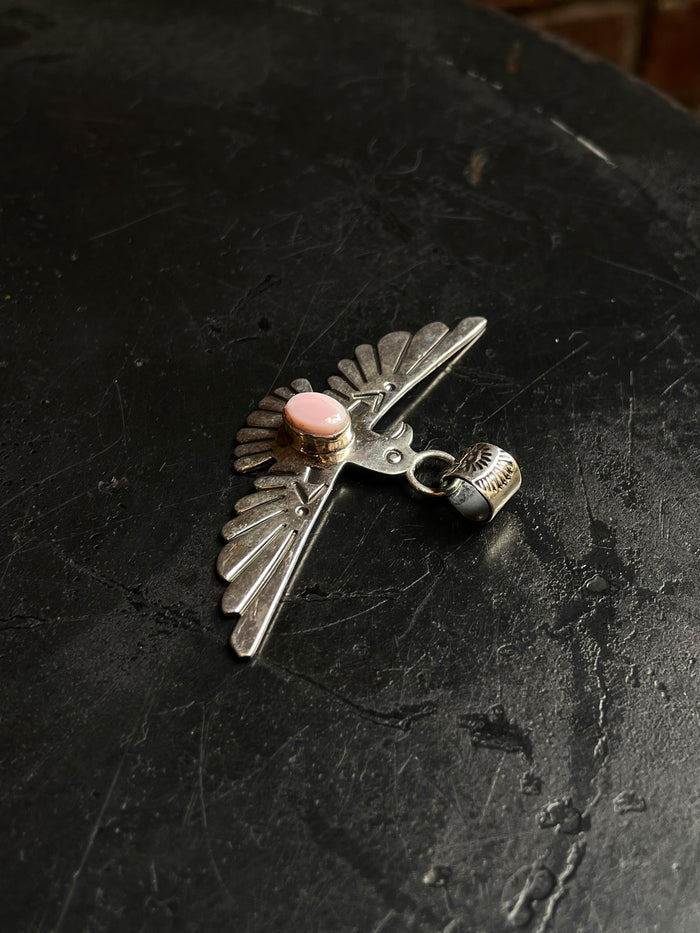 Pink Conch Thunderbird Pendant | 925 Sterling Silver C959