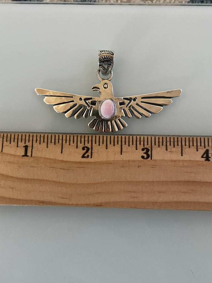 Pink Conch Thunderbird Pendant | 925 Sterling Silver C959