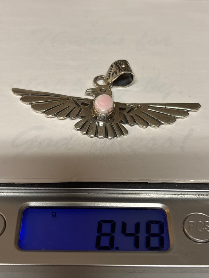 Pink Conch Thunderbird Pendant | 925 Sterling Silver C959